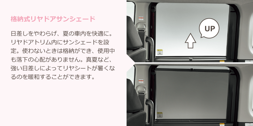 格納式リアドアサンシェード